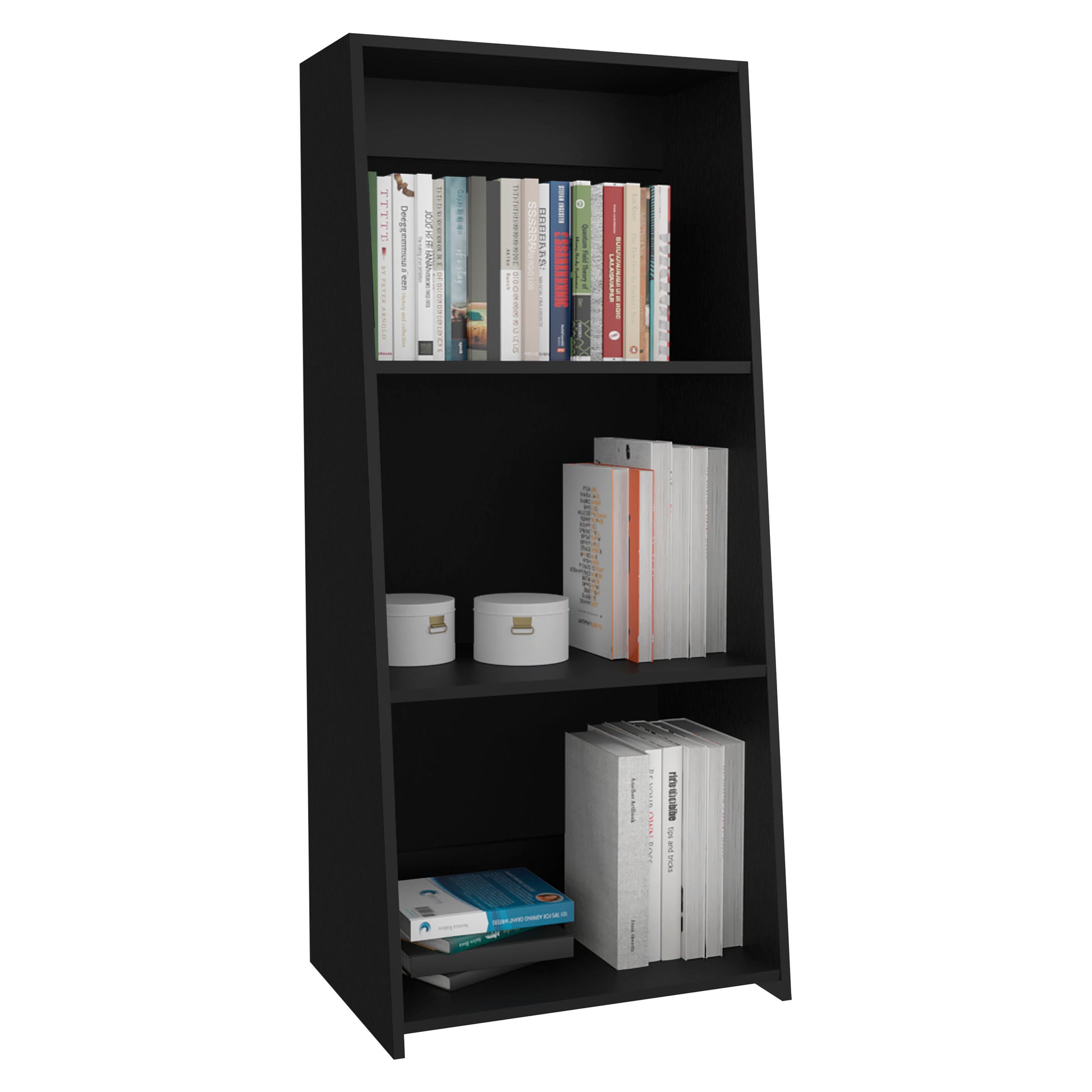 Note 47 Tall Three-Tier Ladder Bookcase Black