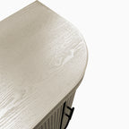 Modern Curved Sideboard 47.2-Inch Decorative Storage Cabinet Wooden Console Table Coffee Bar Cabinet with 4 Doors and Adjustable Interior Shelves for Living Room, Kitchen, Bedroom, Hallway (Champagne)