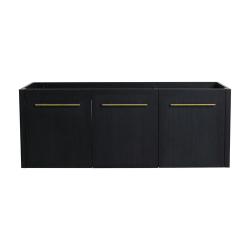 Modern 48-Inch Wall-Mounted Black Bathroom Vanity.