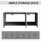 48' Wall Mounted Bathroom Vanity with Resin Double Sink & 3 Soft-Close Doors, KD-Packing