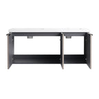 48' Wall Mounted Bathroom Vanity with Resin Double Sink & 3 Soft-Close Doors, KD-Packing