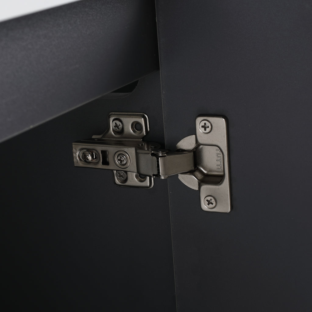 48' Wall Mounted Bathroom Vanity with Resin Double Sink & 3 Soft-Close Doors, KD-Packing