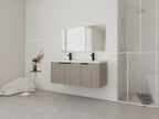 48' Wall Mounted Bathroom Vanity with Resin Double Sink & 3 Soft-Close Doors, KD-Packing