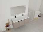 48' Wall Mounted Bathroom Vanity with Resin Double Sink & 3 Soft-Close Doors, KD-Packing