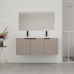 48' Wall Mounted Bathroom Vanity with Resin Double Sink & 3 Soft-Close Doors, KD-Packing