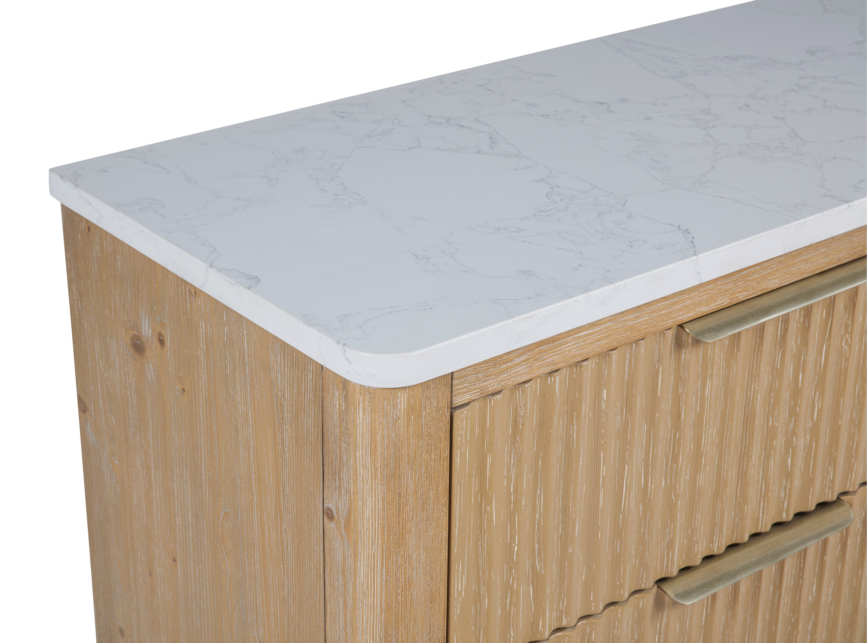 Modern Aesthetic Stone Top Natural Wood Finish 6-Drawer Dresser