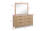 Modern Aesthetic Stone Top Natural Wood Finish 6-Drawer Dresser