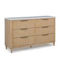 Modern Aesthetic Stone Top Natural Wood Finish 6-Drawer Dresser
