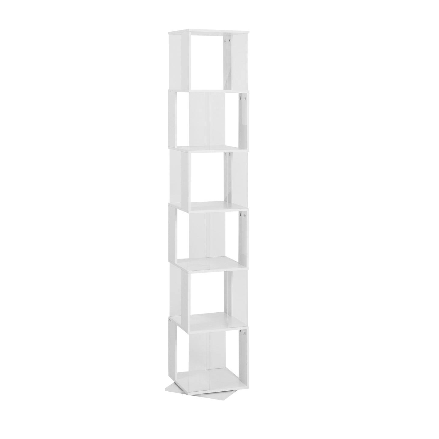 6 tier Rotating Bookshelf, Floor Rack Simple Bookcase  with Acrylic plate Student Multi-Function Creative Bookshelf for Living Room