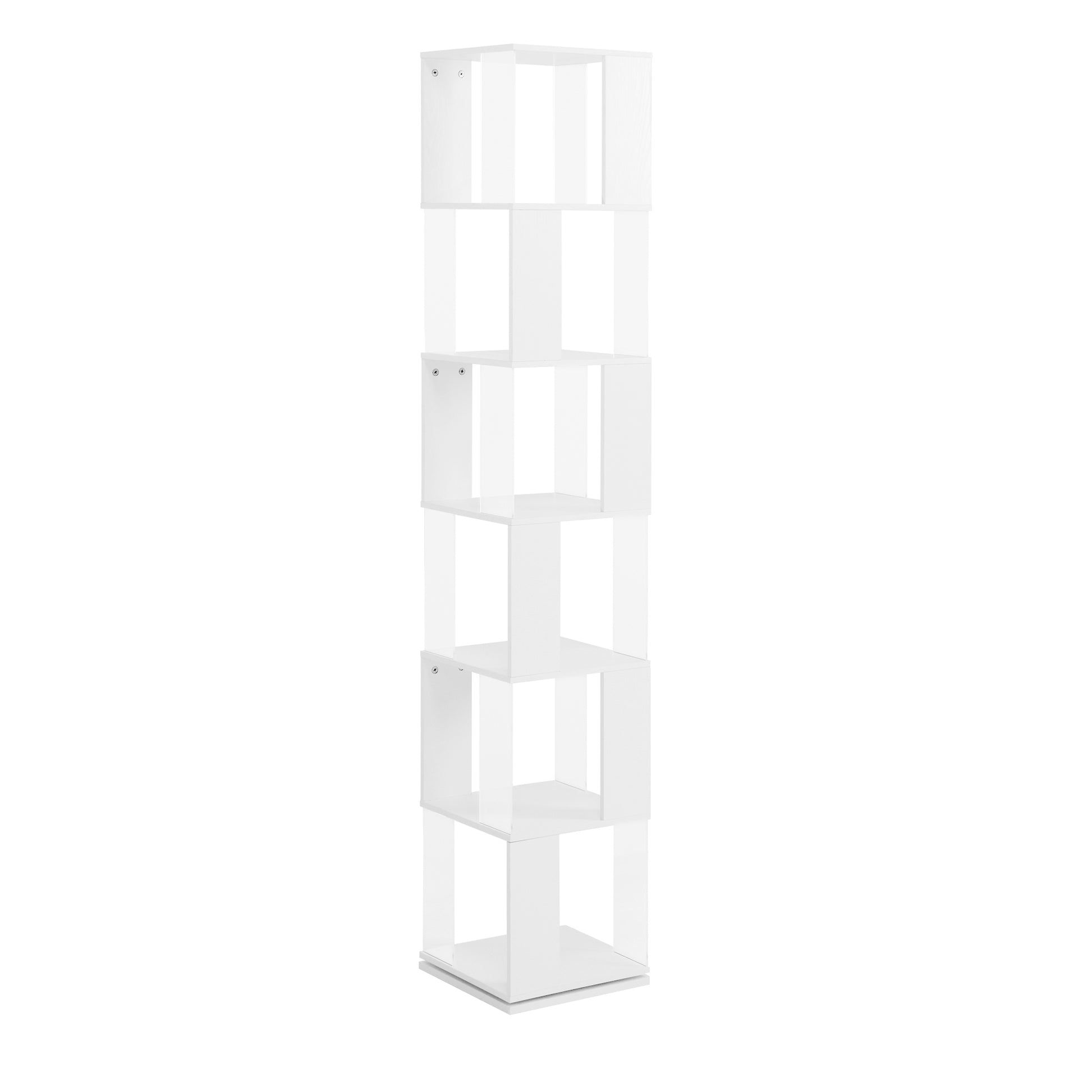 6 tier Rotating Bookshelf, Floor Rack Simple Bookcase  with Acrylic plate Student Multi-Function Creative Bookshelf for Living Room