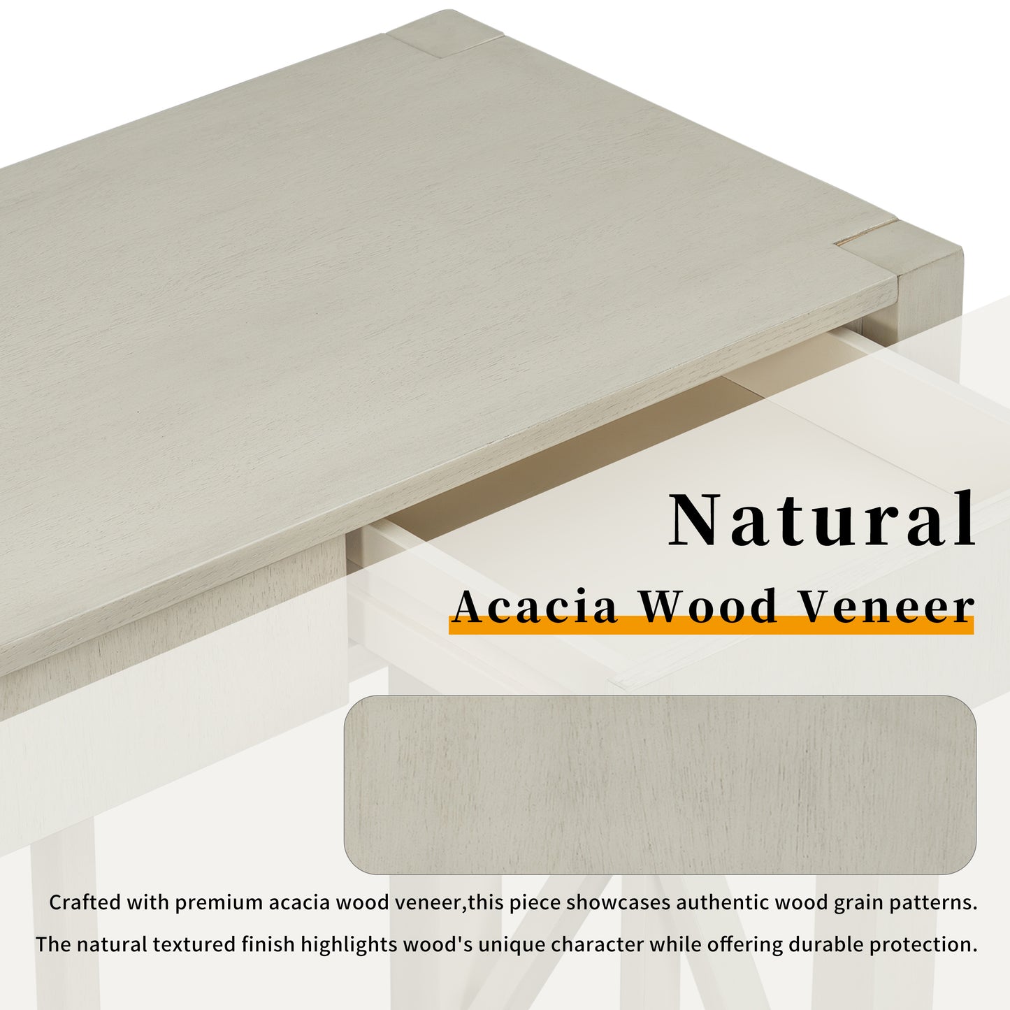 U_Style 60''Acacia Veneer Console Table with 4 Spacious Drawers, Modern Crisscross Design Entryway Table with Open Bottom Storage,Farmhouse Sofa Table for Living Room,Kitchen,Dining Room,Hallway