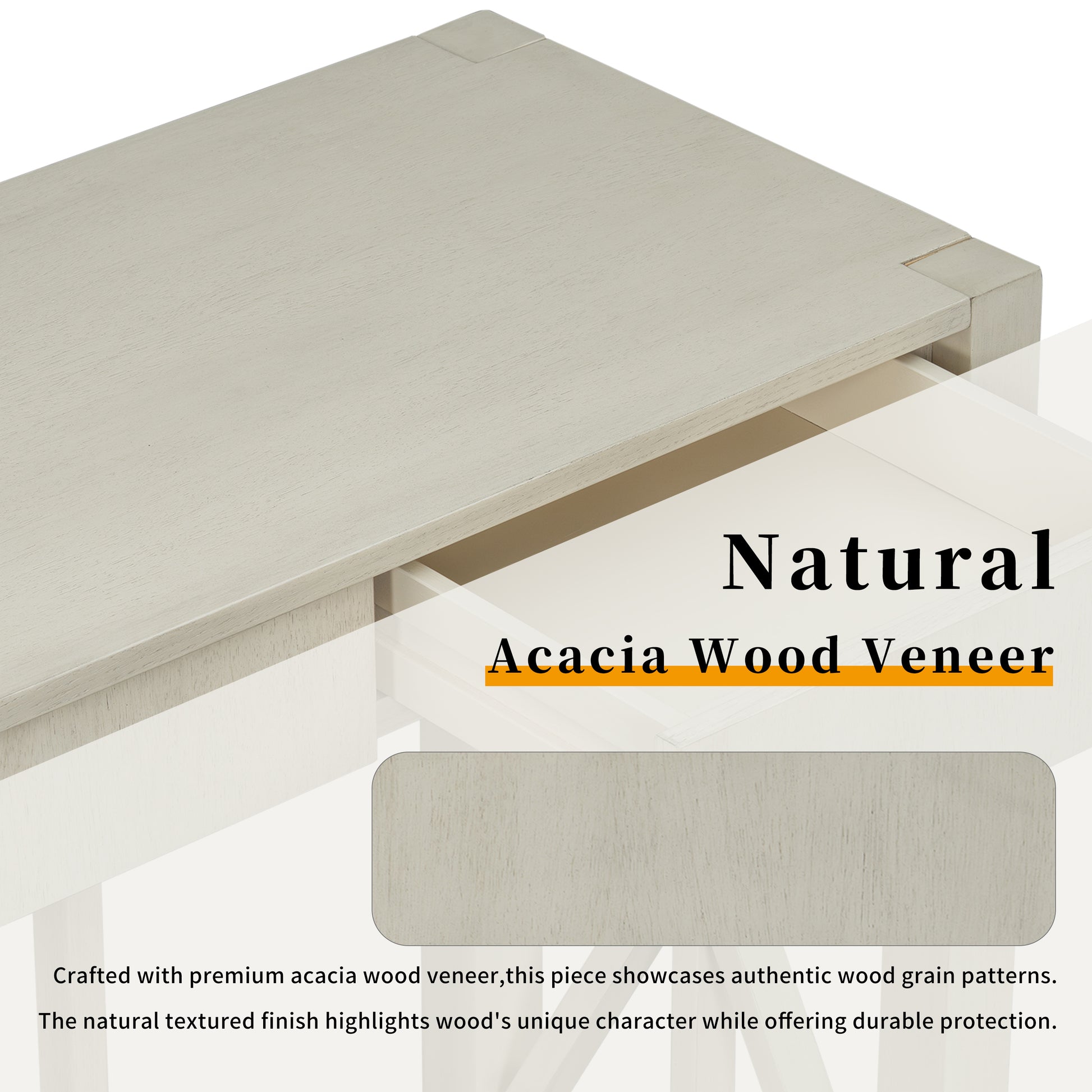 U_Style 60''Acacia Veneer Console Table with 4 Spacious Drawers, Modern Crisscross Design Entryway Table with Open Bottom Storage,Farmhouse Sofa Table for Living Room,Kitchen,Dining Room,Hallway