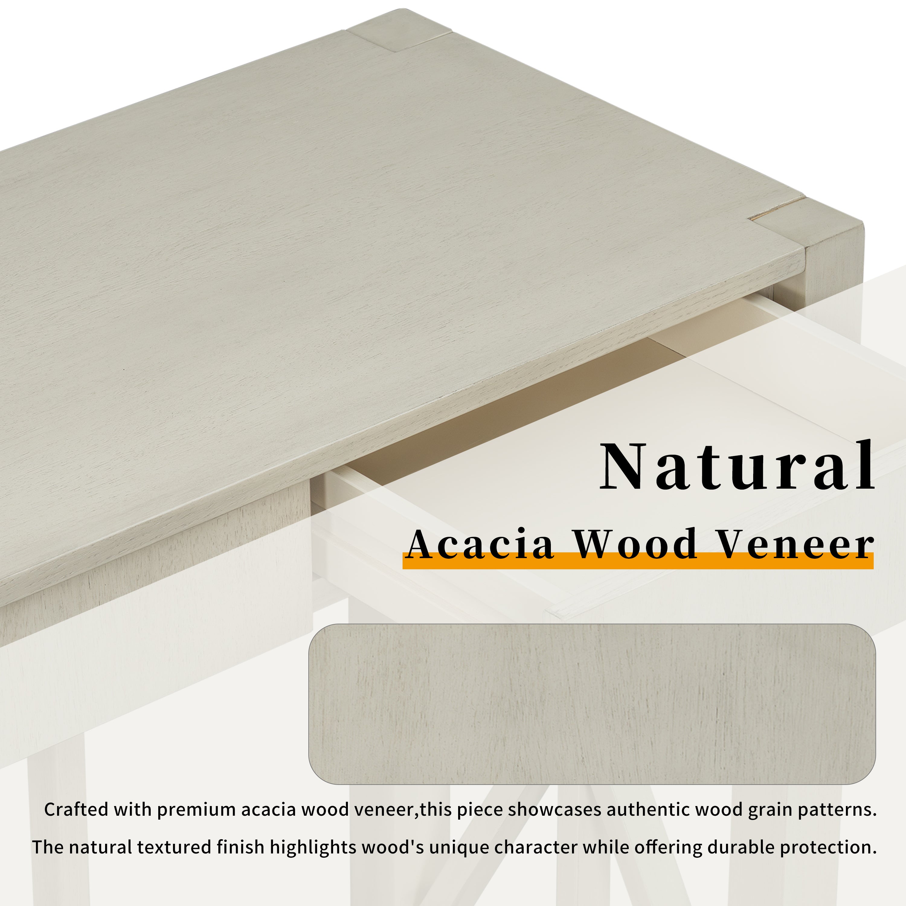 U_Style 60''Acacia Veneer Console Table with 4 Spacious Drawers, Modern Crisscross Design Entryway Table with Open Bottom Storage,Farmhouse Sofa Table for Living Room,Kitchen,Dining Room,Hallway