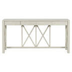 U_Style 60''Acacia Veneer Console Table with 4 Spacious Drawers, Modern Crisscross Design Entryway Table with Open Bottom Storage,Farmhouse Sofa Table for Living Room,Kitchen,Dining Room,Hallway