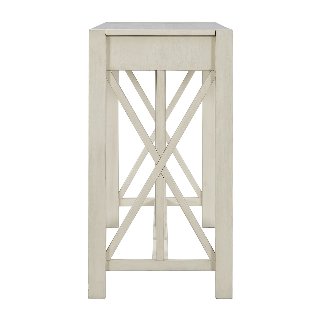 U_Style 60''Acacia Veneer Console Table with 4 Spacious Drawers, Modern Crisscross Design Entryway Table with Open Bottom Storage,Farmhouse Sofa Table for Living Room,Kitchen,Dining Room,Hallway