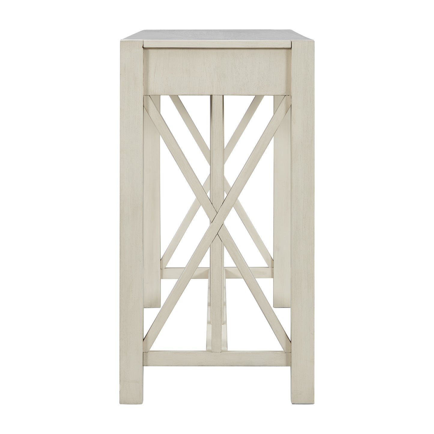 U_Style 60''Acacia Veneer Console Table with 4 Spacious Drawers, Modern Crisscross Design Entryway Table with Open Bottom Storage,Farmhouse Sofa Table for Living Room,Kitchen,Dining Room,Hallway