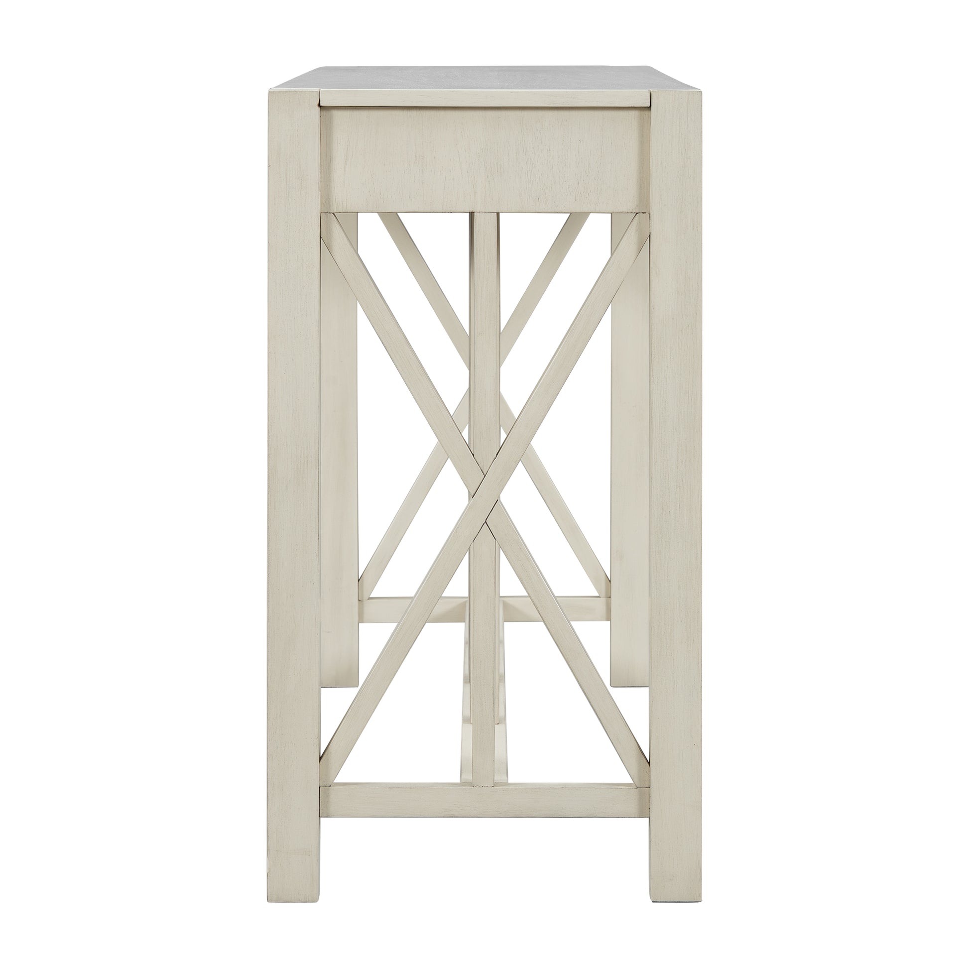 U_Style 60''Acacia Veneer Console Table with 4 Spacious Drawers, Modern Crisscross Design Entryway Table with Open Bottom Storage,Farmhouse Sofa Table for Living Room,Kitchen,Dining Room,Hallway