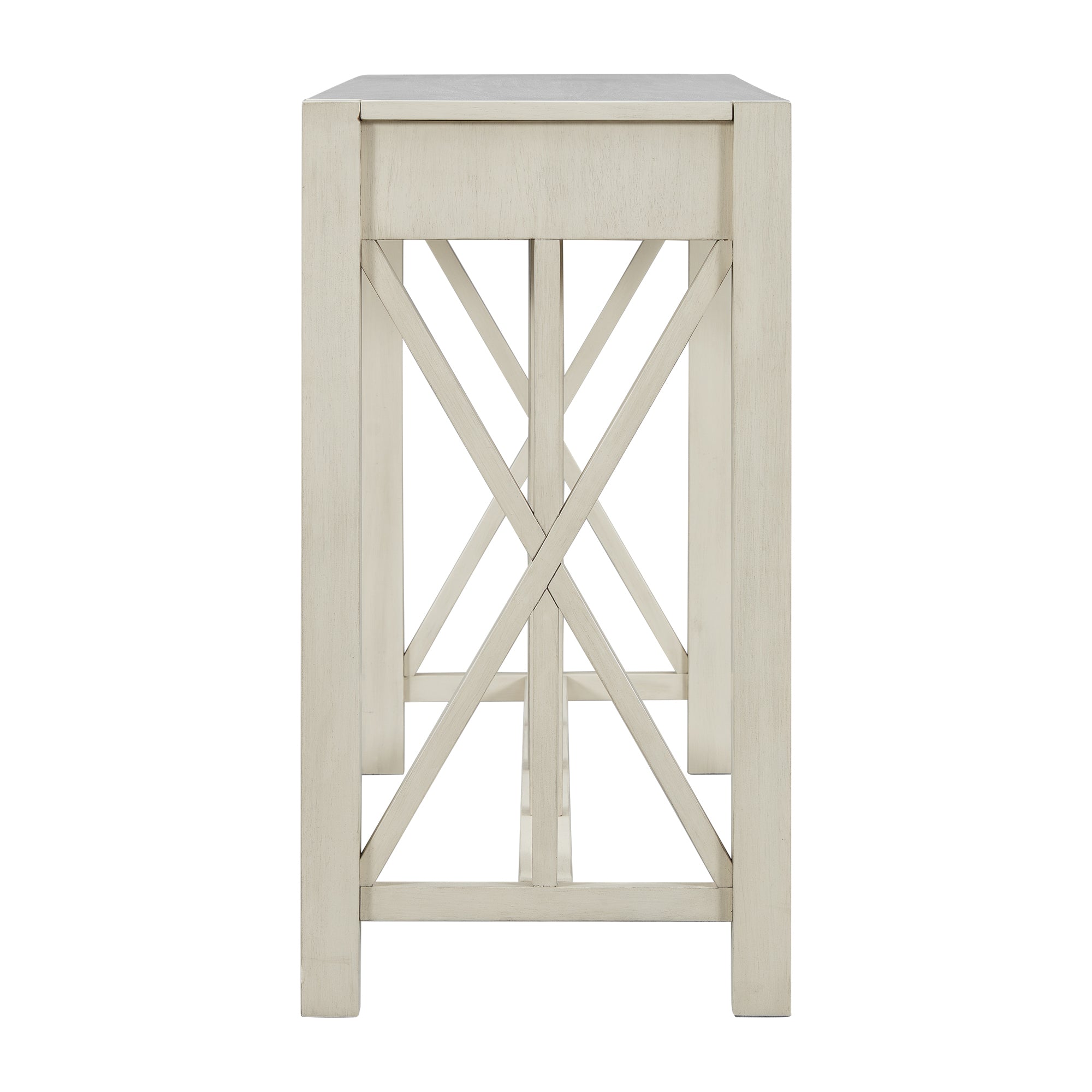 U_Style 60''Acacia Veneer Console Table with 4 Spacious Drawers, Modern Crisscross Design Entryway Table with Open Bottom Storage,Farmhouse Sofa Table for Living Room,Kitchen,Dining Room,Hallway