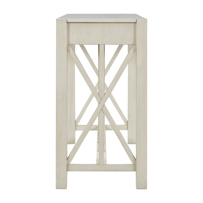 U_Style 60''Acacia Veneer Console Table with 4 Spacious Drawers, Modern Crisscross Design Entryway Table with Open Bottom Storage,Farmhouse Sofa Table for Living Room,Kitchen,Dining Room,Hallway