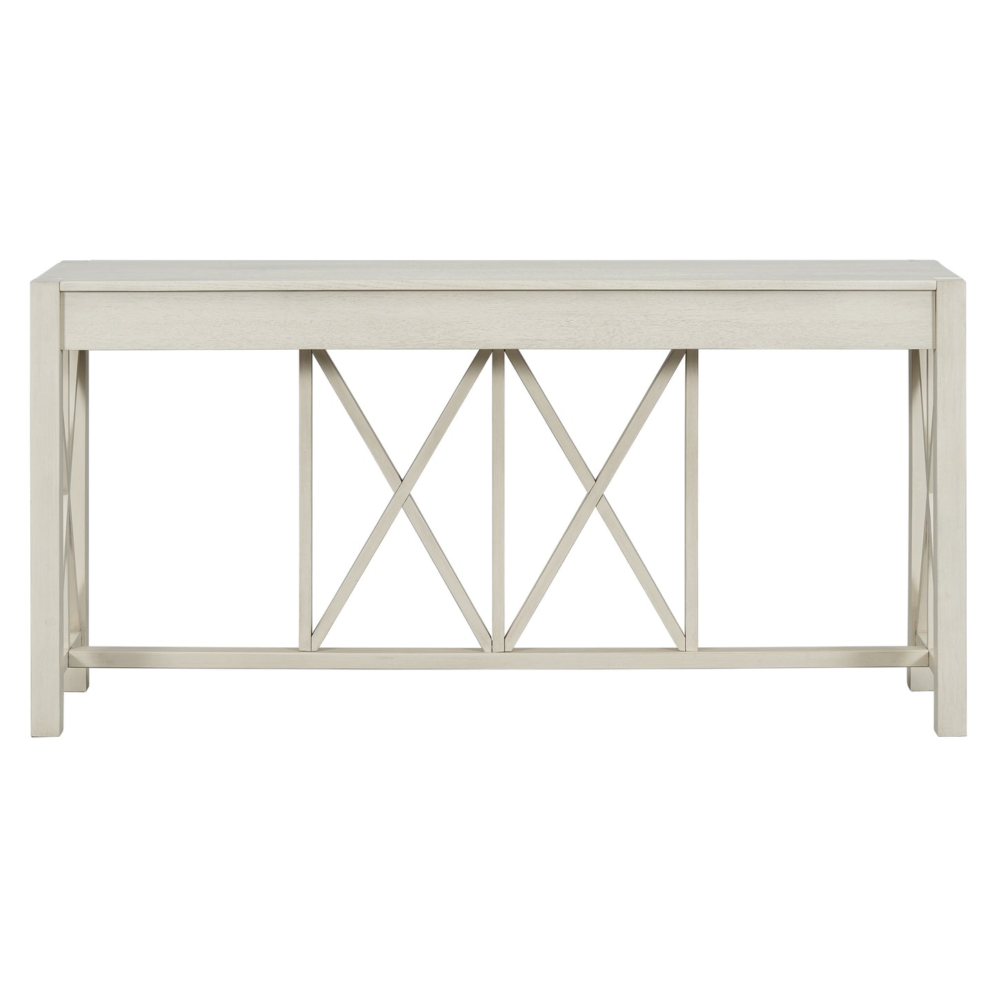 U_Style 60''Acacia Veneer Console Table with 4 Spacious Drawers, Modern Crisscross Design Entryway Table with Open Bottom Storage,Farmhouse Sofa Table for Living Room,Kitchen,Dining Room,Hallway