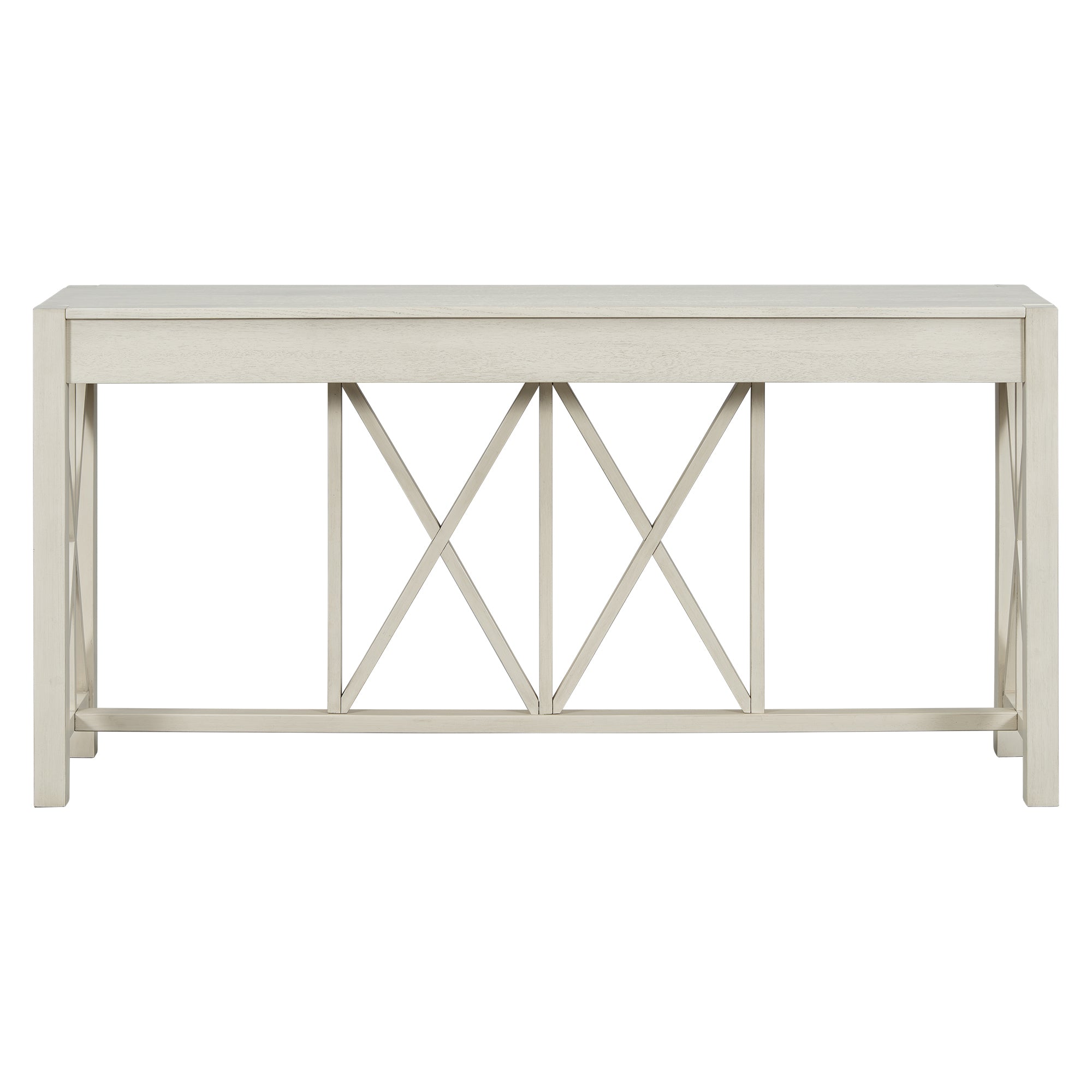 U_Style 60''Acacia Veneer Console Table with 4 Spacious Drawers, Modern Crisscross Design Entryway Table with Open Bottom Storage,Farmhouse Sofa Table for Living Room,Kitchen,Dining Room,Hallway