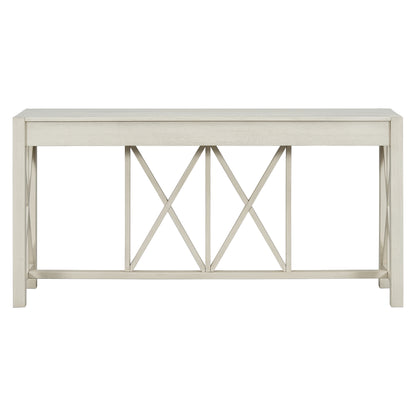 U_Style 60''Acacia Veneer Console Table with 4 Spacious Drawers, Modern Crisscross Design Entryway Table with Open Bottom Storage,Farmhouse Sofa Table for Living Room,Kitchen,Dining Room,Hallway