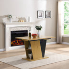 61.81 (46.46) inch Extendable Dining Table with Built-in Storage, Modern Wooden Table with Sturdy Metal Frame and MDF base, Adjustable Tabletop for Home Kitchen, Dining Room, and Office Spaces.