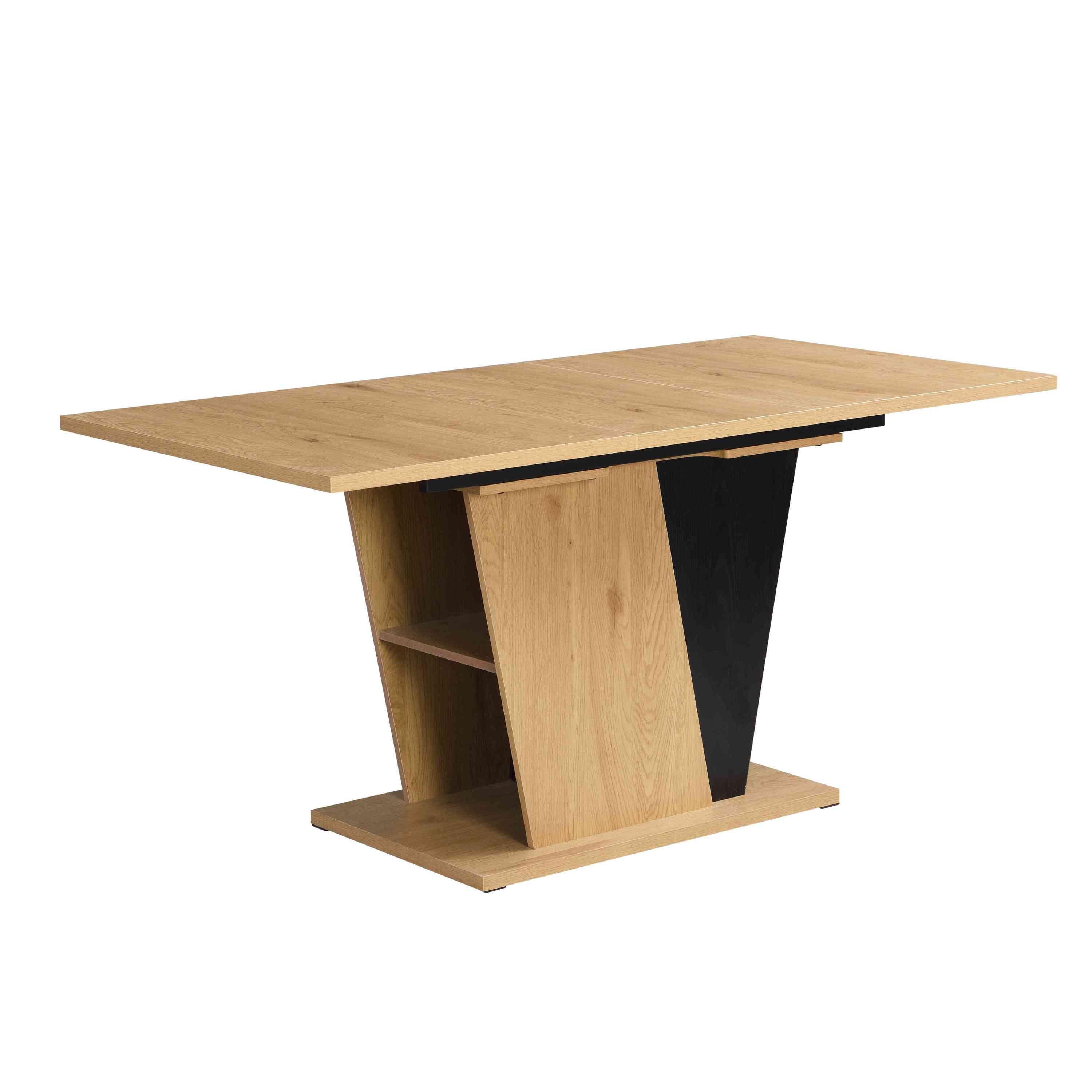 61.81 (46.46) inch Extendable Dining Table with Built-in Storage, Modern Wooden Table with Sturdy Metal Frame and MDF base, Adjustable Tabletop for Home Kitchen, Dining Room, and Office Spaces.