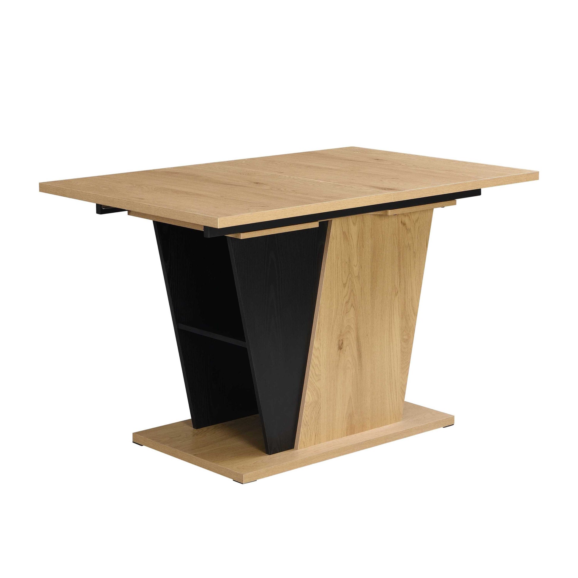 61.81 (46.46) inch Extendable Dining Table with Built-in Storage, Modern Wooden Table with Sturdy Metal Frame and MDF base, Adjustable Tabletop for Home Kitchen, Dining Room, and Office Spaces.