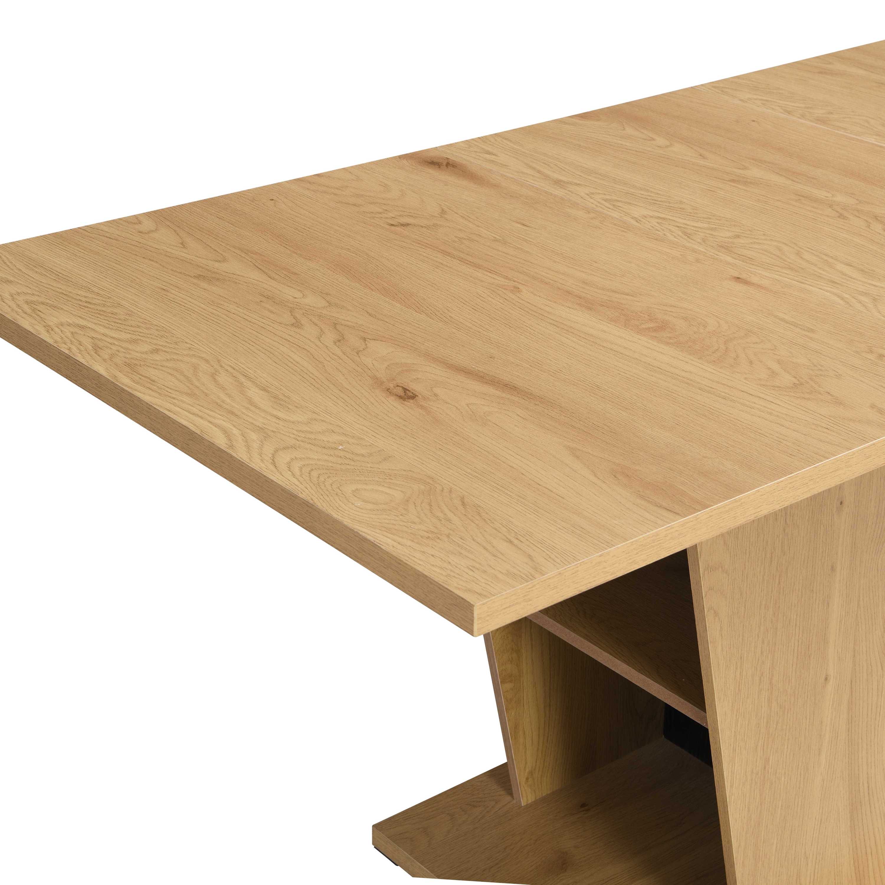 61.81 (46.46) inch Extendable Dining Table with Built-in Storage, Modern Wooden Table with Sturdy Metal Frame and MDF base, Adjustable Tabletop for Home Kitchen, Dining Room, and Office Spaces.