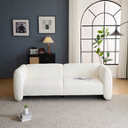 Tonson Wave Design 83' 3-Seater Sofa White Fabric Living Room Furniture Sofa