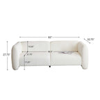 Tonson Wave Design 83' 3-Seater Sofa White Fabric Living Room Furniture Sofa