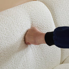 Tonson Wave Design 83' 3-Seater Sofa White Fabric Living Room Furniture Sofa