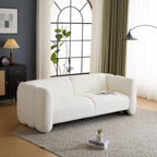 Tonson Wave Design 83' 3-Seater Sofa White Fabric Living Room Furniture Sofa