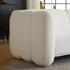 Tonson Wave Design 83' 3-Seater Sofa White Fabric Living Room Furniture Sofa