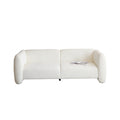 Tonson Wave Design 83' 3-Seater Sofa White Fabric Living Room Furniture Sofa
