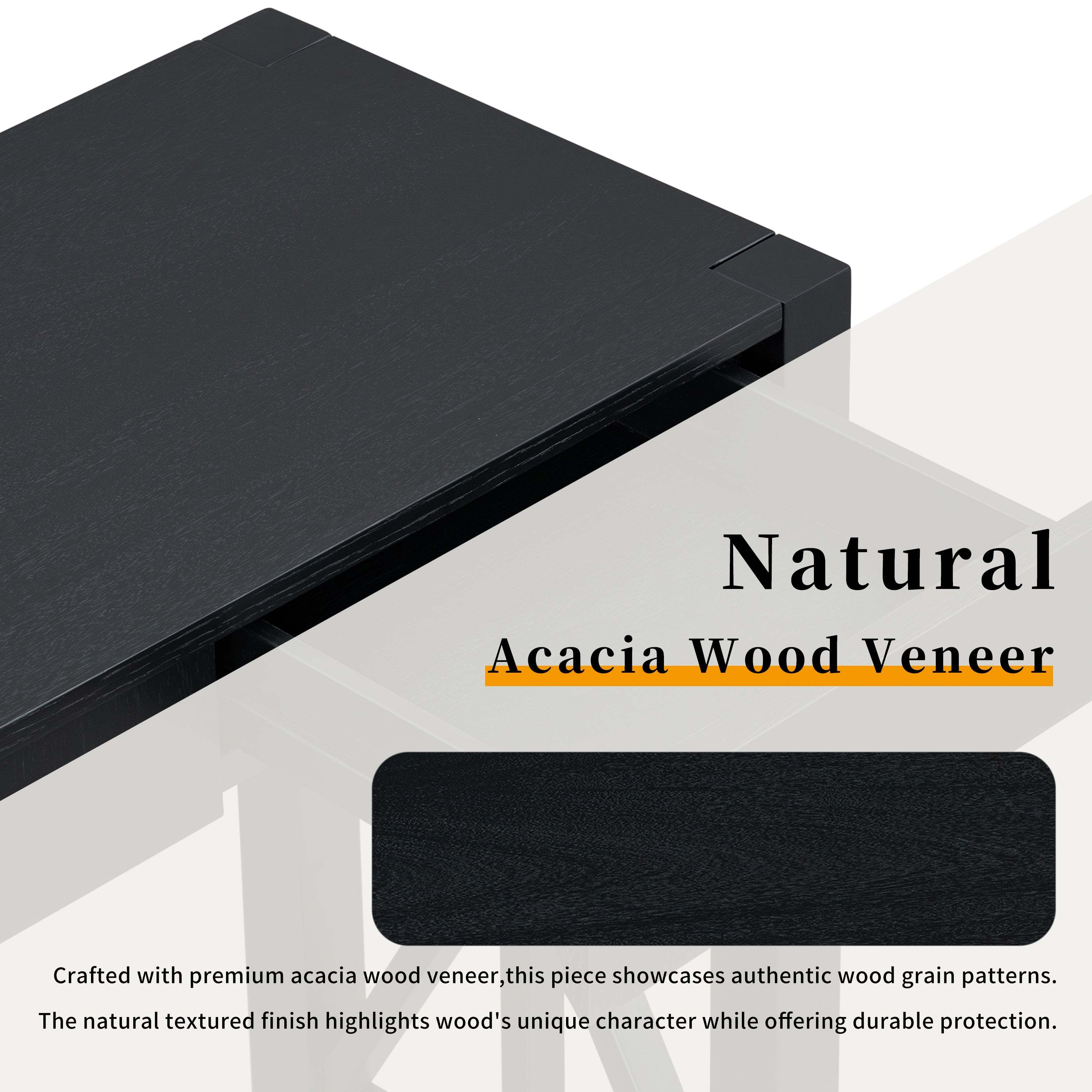 U_Style 60''Acacia Veneer Console Table with 4 Spacious Drawers, Modern Crisscross Design Entryway Table with Open Bottom Storage,Farmhouse Sofa Table for Living Room,Kitchen,Dining Room,Hallway