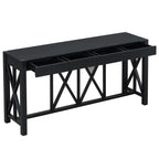 U_Style 60''Acacia Veneer Console Table with 4 Spacious Drawers, Modern Crisscross Design Entryway Table with Open Bottom Storage,Farmhouse Sofa Table for Living Room,Kitchen,Dining Room,Hallway