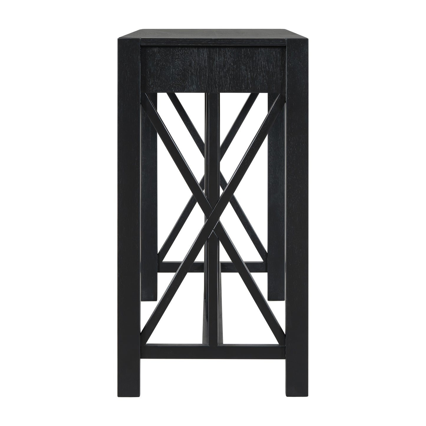 U_Style 60''Acacia Veneer Console Table with 4 Spacious Drawers, Modern Crisscross Design Entryway Table with Open Bottom Storage,Farmhouse Sofa Table for Living Room,Kitchen,Dining Room,Hallway