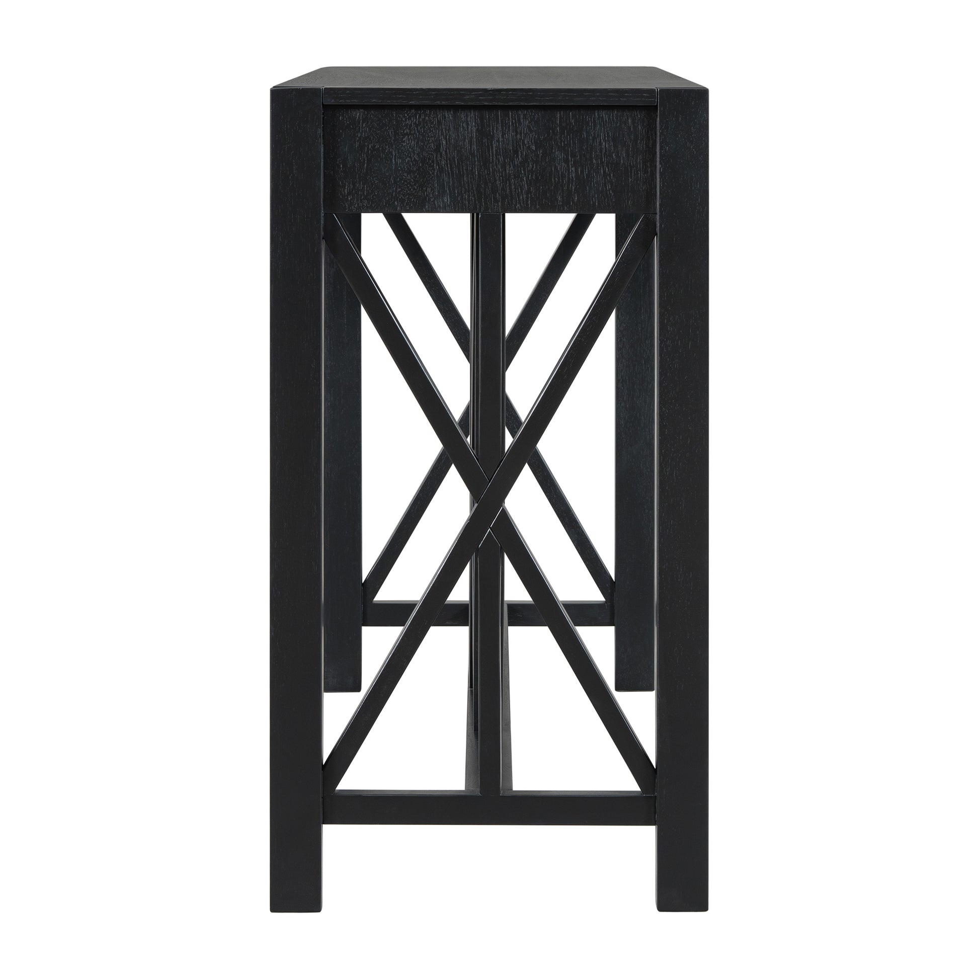 U_Style 60''Acacia Veneer Console Table with 4 Spacious Drawers, Modern Crisscross Design Entryway Table with Open Bottom Storage,Farmhouse Sofa Table for Living Room,Kitchen,Dining Room,Hallway