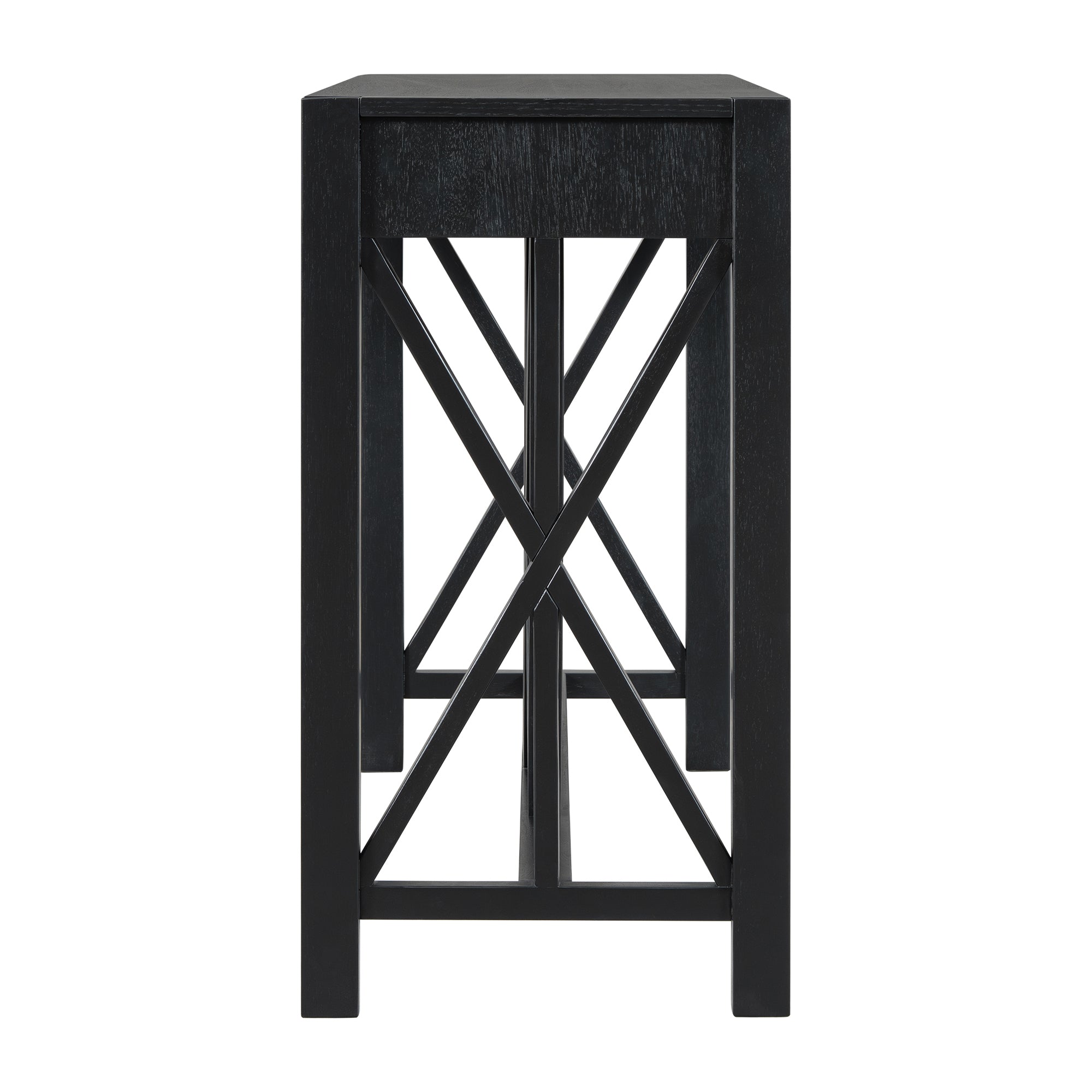 U_Style 60''Acacia Veneer Console Table with 4 Spacious Drawers, Modern Crisscross Design Entryway Table with Open Bottom Storage,Farmhouse Sofa Table for Living Room,Kitchen,Dining Room,Hallway