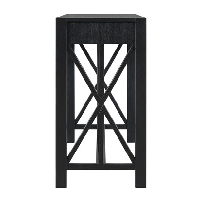 U_Style 60''Acacia Veneer Console Table with 4 Spacious Drawers, Modern Crisscross Design Entryway Table with Open Bottom Storage,Farmhouse Sofa Table for Living Room,Kitchen,Dining Room,Hallway