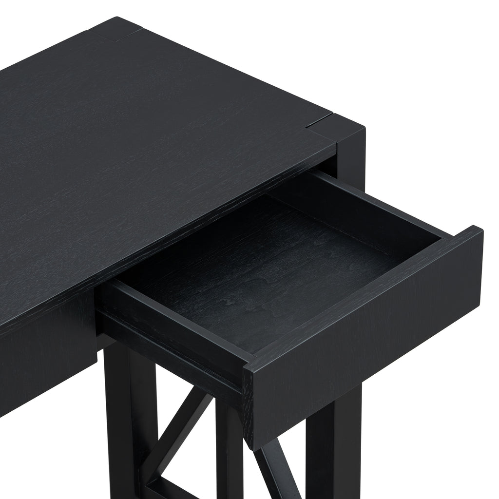 U_Style 60''Acacia Veneer Console Table with 4 Spacious Drawers, Modern Crisscross Design Entryway Table with Open Bottom Storage,Farmhouse Sofa Table for Living Room,Kitchen,Dining Room,Hallway