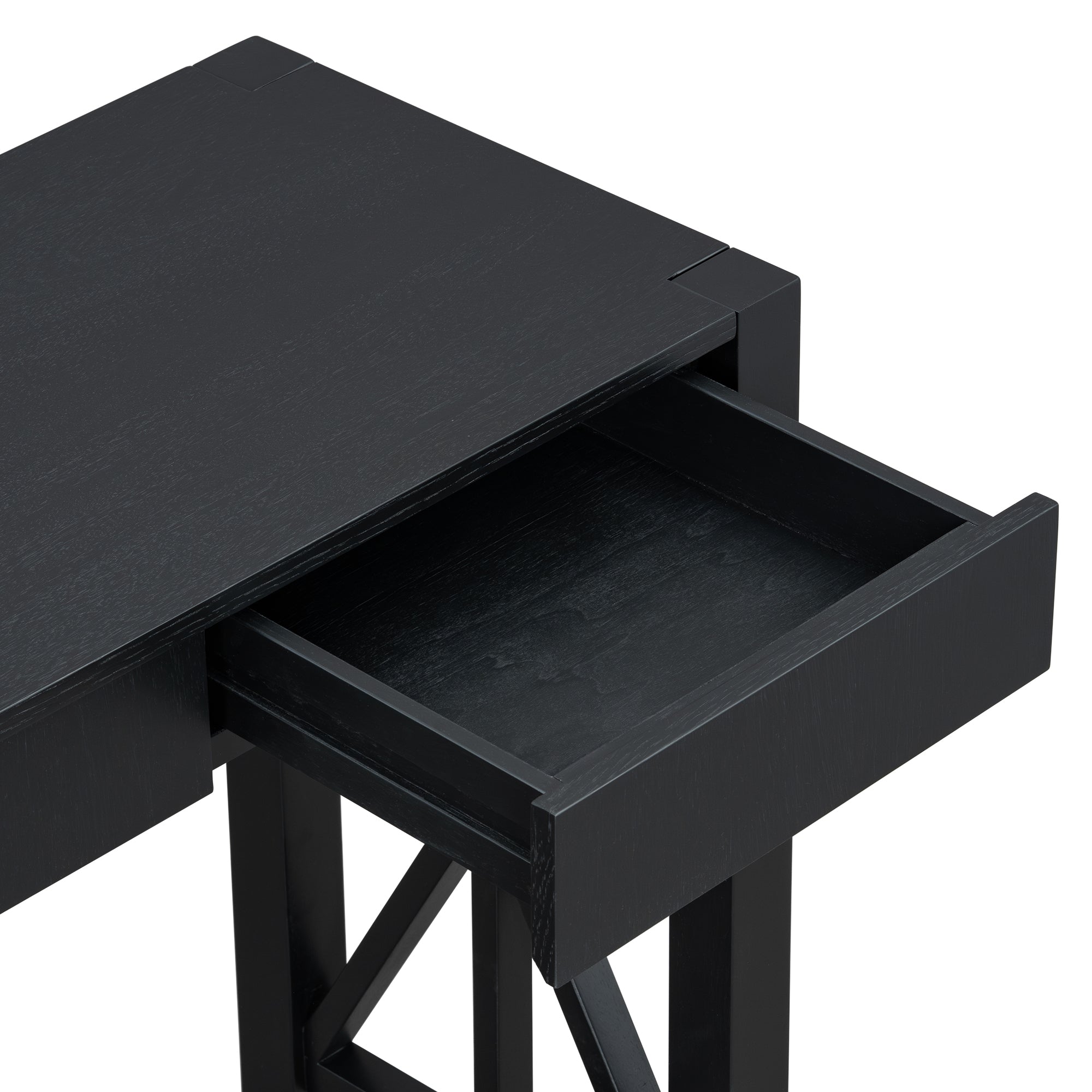 U_Style 60''Acacia Veneer Console Table with 4 Spacious Drawers, Modern Crisscross Design Entryway Table with Open Bottom Storage,Farmhouse Sofa Table for Living Room,Kitchen,Dining Room,Hallway