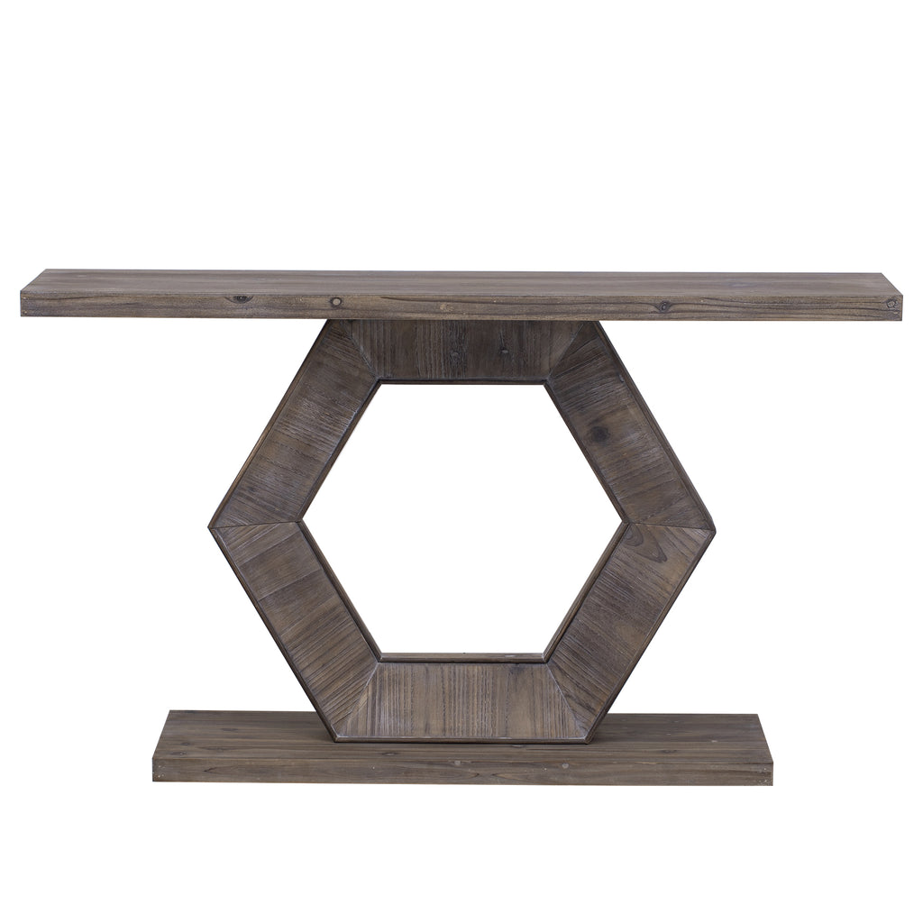 U_Style Modern Entryway Table with Innovative Hollow Hexagon Leg Structure and Premium Fir Veneer Finish for Sophistication,Suitable for Hallway, Entryway, Living Room