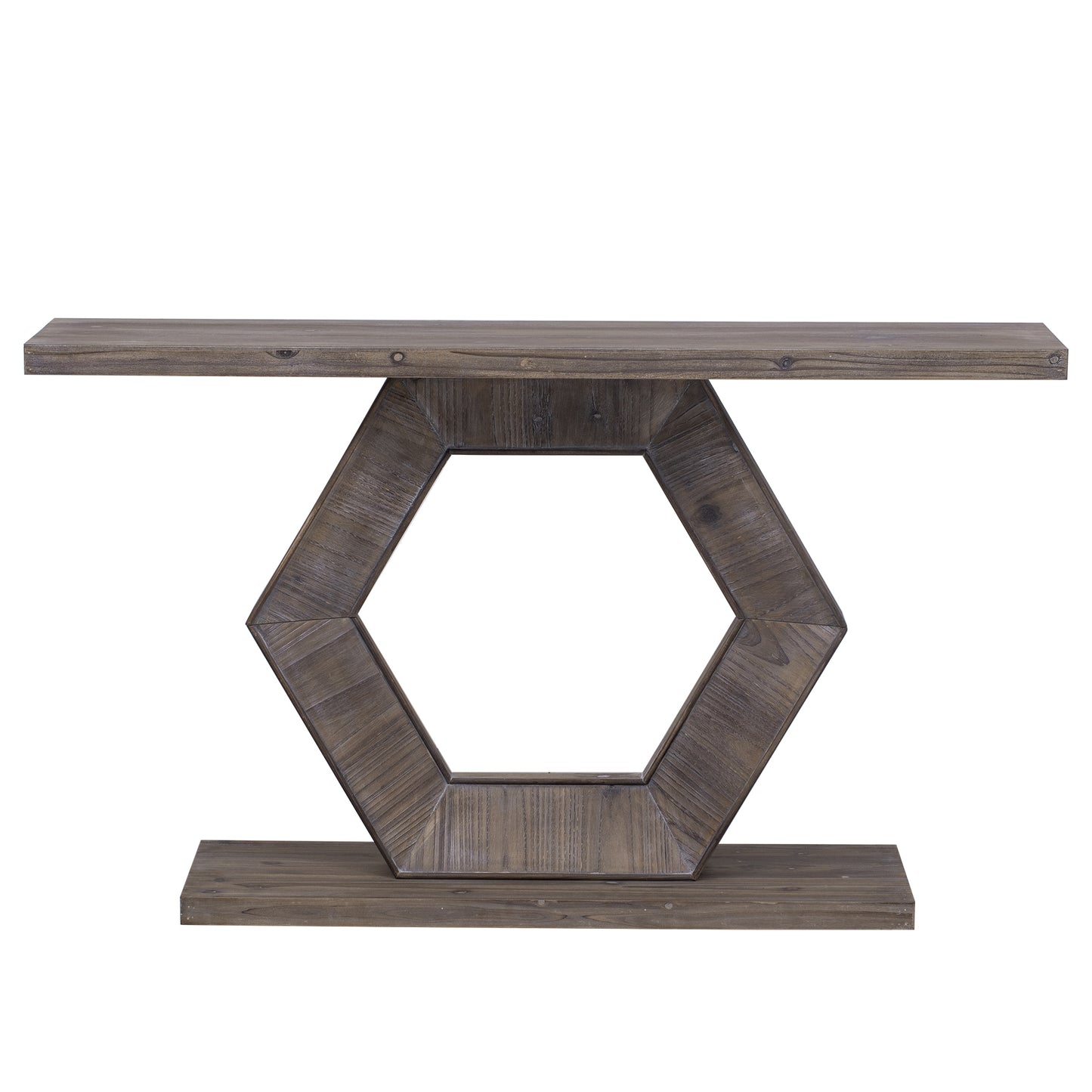 U_Style Modern Entryway Table with Innovative Hollow Hexagon Leg Structure and Premium Fir Veneer Finish for Sophistication,Suitable for Hallway, Entryway, Living Room