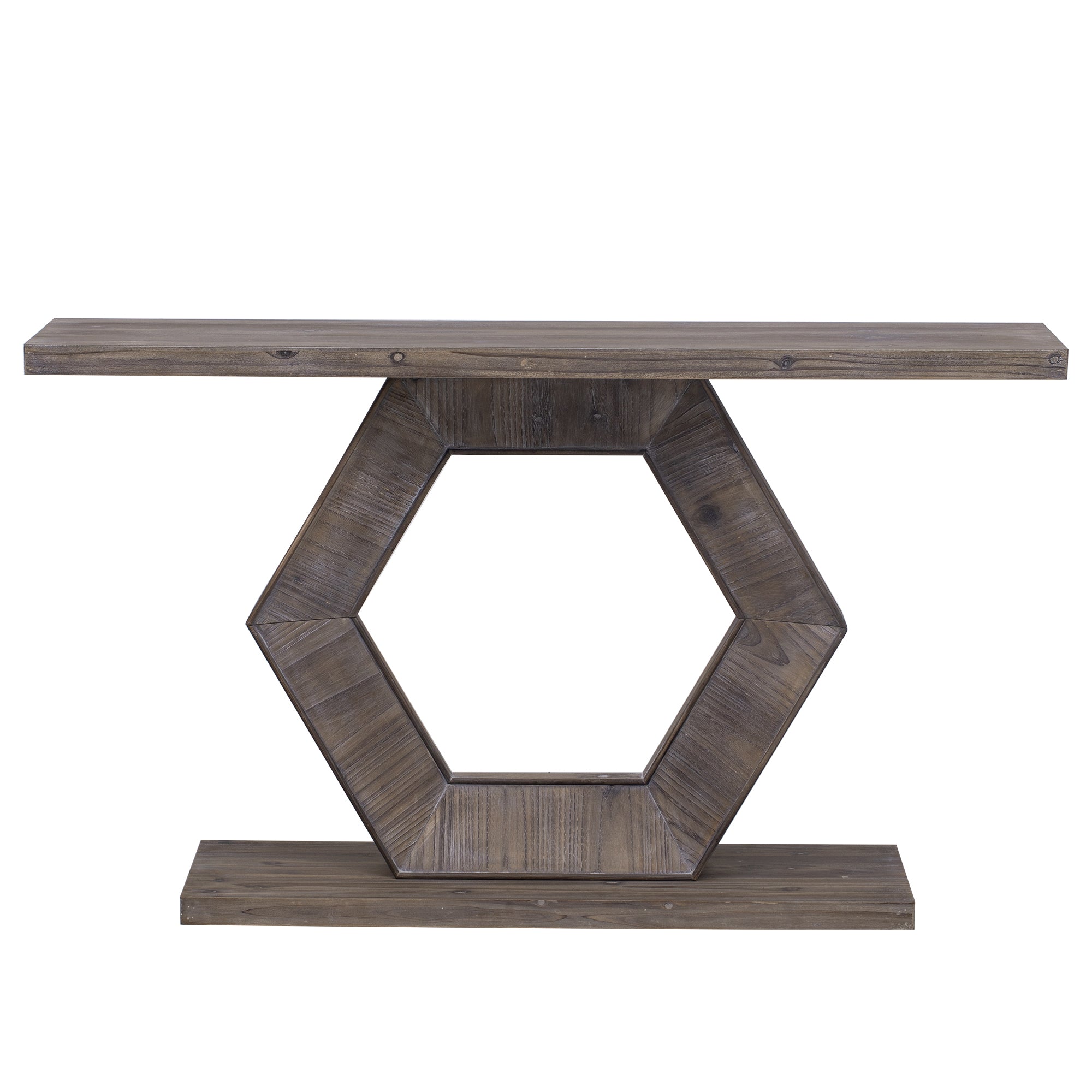 U_Style Modern Entryway Table with Innovative Hollow Hexagon Leg Structure and Premium Fir Veneer Finish for Sophistication,Suitable for Hallway, Entryway, Living Room