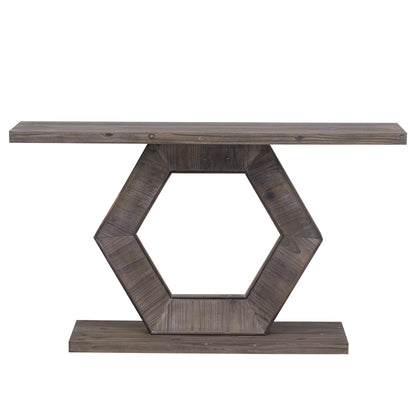 U_Style Modern Entryway Table with Innovative Hollow Hexagon Leg Structure and Premium Fir Veneer Finish for Sophistication,Suitable for Hallway, Entryway, Living Room
