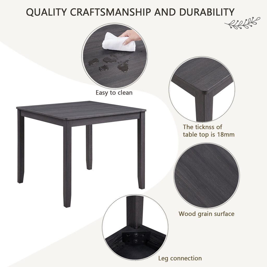 Modern 4 Person Dining Table Set with 4 Chairs, Dining Table Set for 4 People, 5-piece Wooden Dining Table Set for Living Room, Kitchen and Dining Room, Antique Black + Beige Dining Table Set