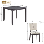 Modern 4 Person Dining Table Set with 4 Chairs, Dining Table Set for 4 People, 5-piece Wooden Dining Table Set for Living Room, Kitchen and Dining Room, Antique Black + Beige Dining Table Set